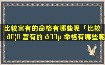 比较富有的命格有哪些呢「比较 🦟 富有的 🐵 命格有哪些呢男生」